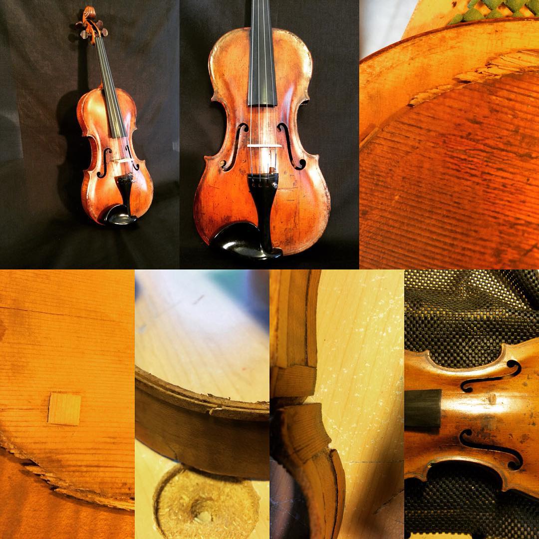 Recent violin repair of a very old violin. It had a Testore label and date 17.. inside. The last digits of the year were missing. Over a year in the works. The most amazing aspect was the sound when finished. It was wonderful