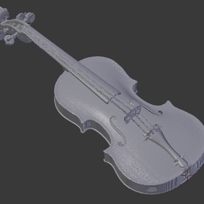 Stradivari Viola ‘Cassavetti’ 1727. CAT Scan data from Steve Sirr and the Smithsonian Institute. I’ve converted the CAT scan DICOM data to a Blender 3D. From this model I’ll create a body, mold, arching templates, volute templates, and detailed measurements. These mold templates will be the basis for making a viola closely matching Stradivarius’ creation