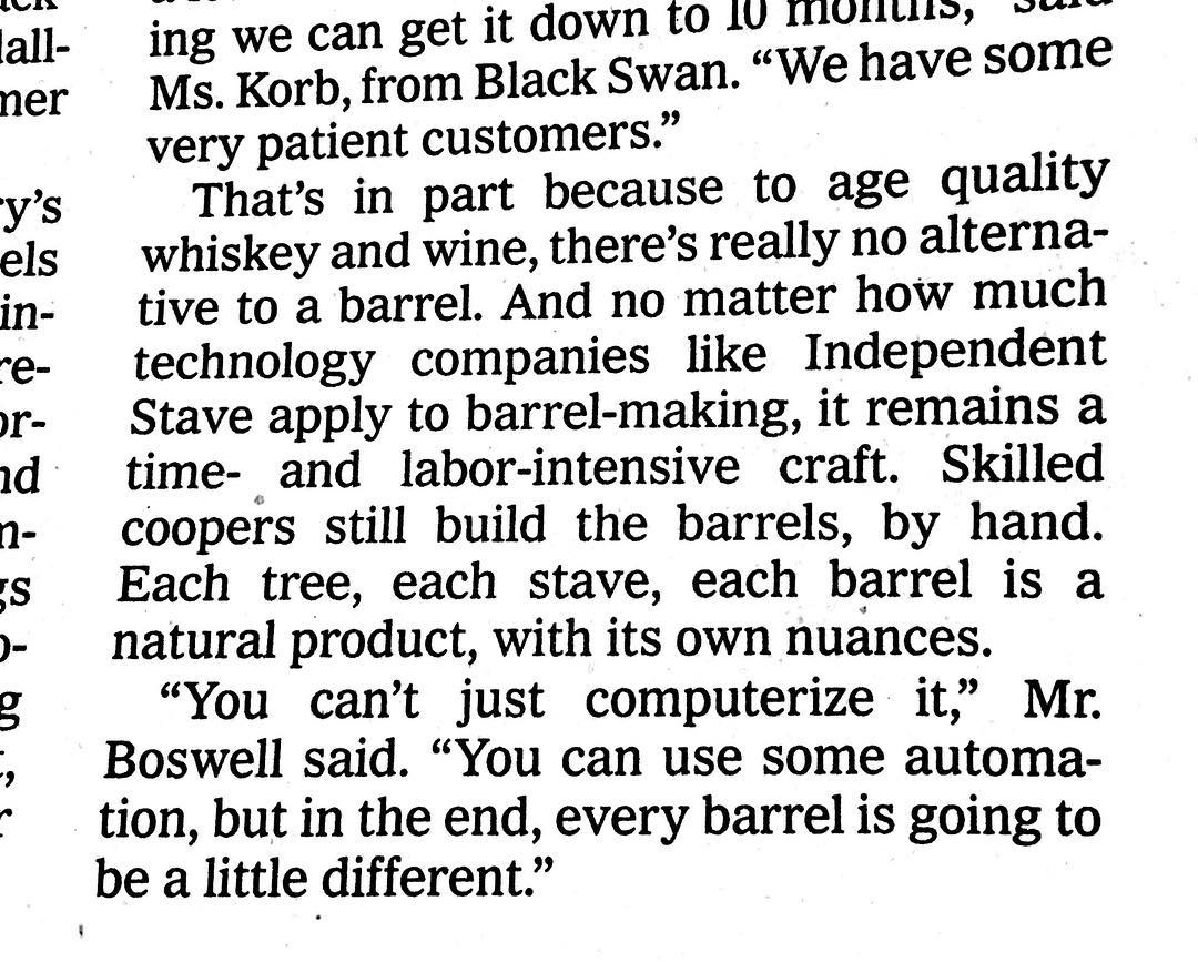 I found this article last week in the New York Times August 28th Edition. The article was title , “Packing Technology into the Timeless Barrel” (http://www.nytimes.com/2016/08/28/business/packing-technology-into-the-timeless-barrel.html?_r=0). The article discussed how barrel making has not essentially changed for the past several hundred years, much like violin making. However the industry and competitive forces have changed, and companies are applying technology to optimize the barrel making process. The end result is higher-quality barrels tailor made for specific uses.  Over the past year-plus I have been applying CNC technology to the beginning phases of the violin making process. The CNC machine can accurately replicate the beginning rough-out processes for the violin body and neck. The machine cannot do the intimate and labor-intensive plate tuning, fitting, finishing and varnishing; that must be done by hand. A CNC machine is a way to compete with cheaper labor, but only where technology is applied appropriate. Let there be no misunderstanding, a quality violin has to be done by hand for the majority of the work. Violins are made from wood, a natural material, the source material varies by nature and the violin maker must account for these variances. The New York Times article mentioned this raw material variance aspect related to barrel making as well. The New York Times article closed with this  Quote, “Skilled Craftsmen still build a barrel by hand. …You can’t just computerize it…you can use automation but in the end every barrel is going to be a little different”.. Likewise with the violin, we can use computerized technology and advanced acoustical analysis. But, in the end each violin will ultimately be crafted by hand and will be a unique violin representative of the individual maker’s skill#savannah